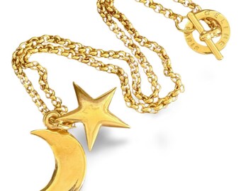 CELINE Vintage Star Ball Pendant Gold Plated Necklace - Etsy