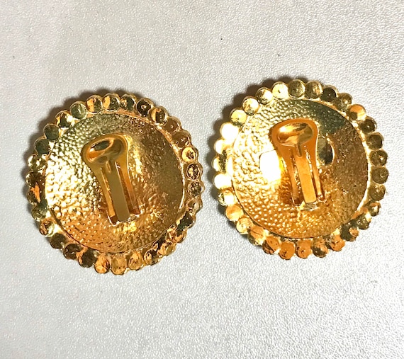 Vintage Gianni Versace Large Round Gold-tone Medusa Earrings W