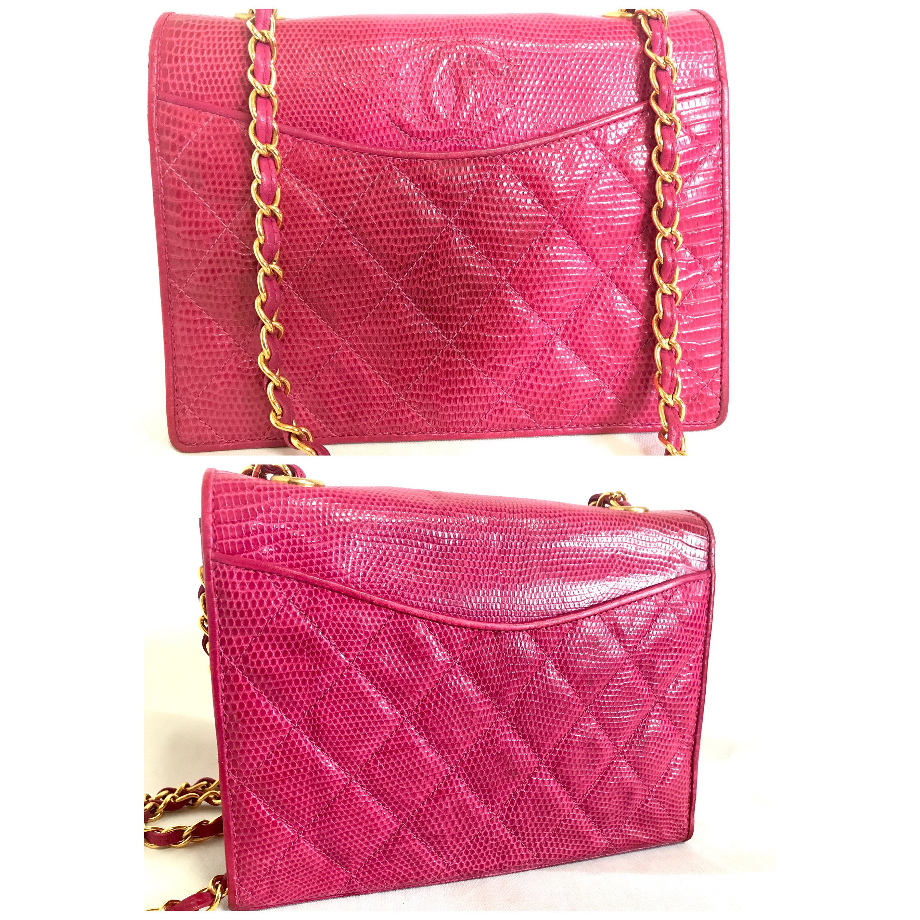 Vintage CHANEL hot pink genuine lizard leather envelop style flap shou –  eNdApPi ***where you can find your favorite designer  vintages..authentic, affordable, and lovable.