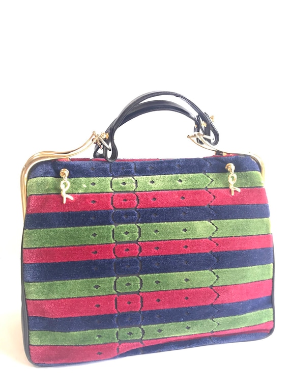 1970s 1980s Vintage Roberta Di Camerino Black Leather Handbag
