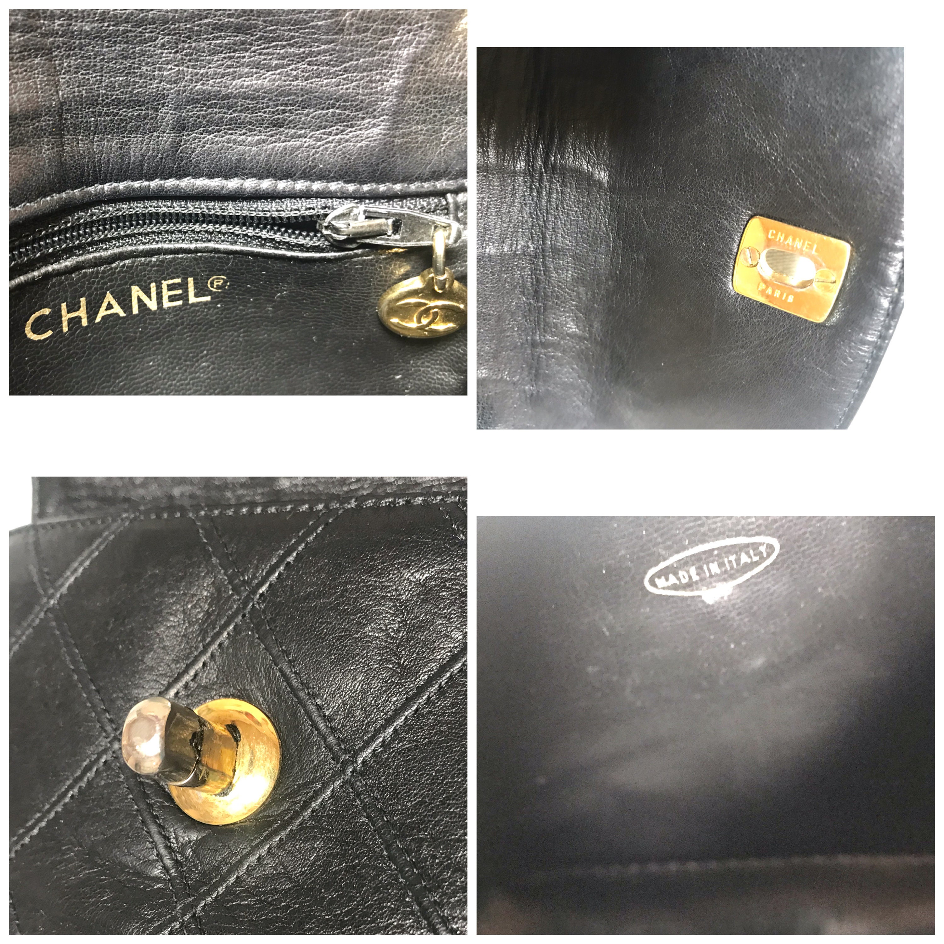 Vintage CHANEL Black Leather Waist Purse, Fanny Pack With Golden
