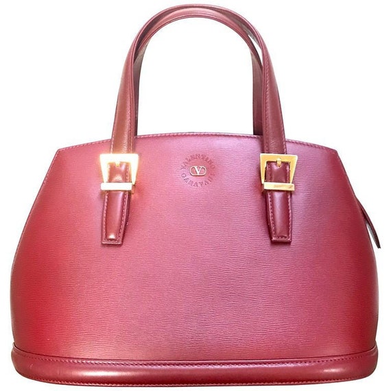 Vintage Valentino Garavani wine leather handbag w… - image 1