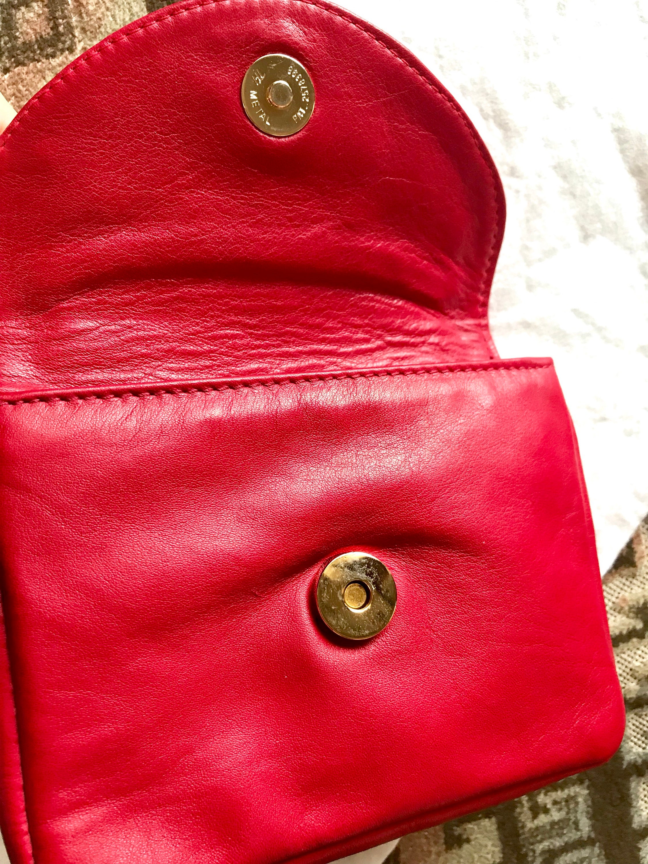 Vintage CHANEL Red Fanny Pack Leather Belt Bag With 