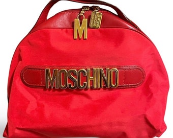 モスキーノ　MOSCHINO ボストンバッグ　レッド　ナイロン　レザー MOSCHINO 赤 ボストンバッグピースハートモスキーノボストン赤