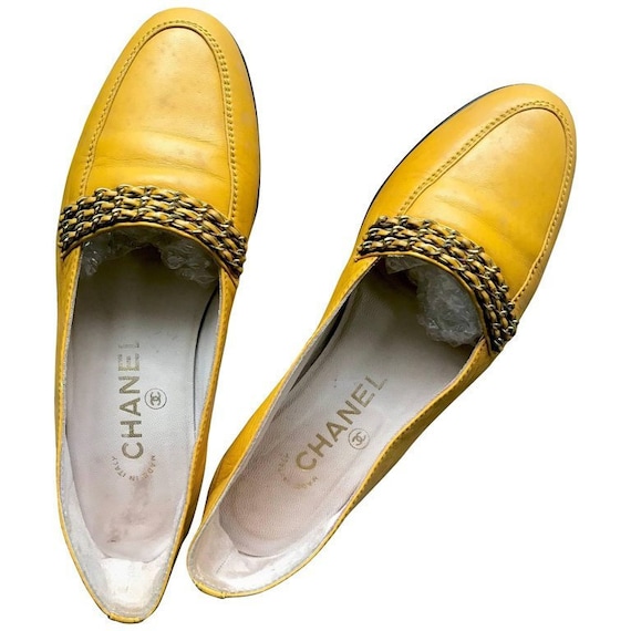 yellow chanel shoes