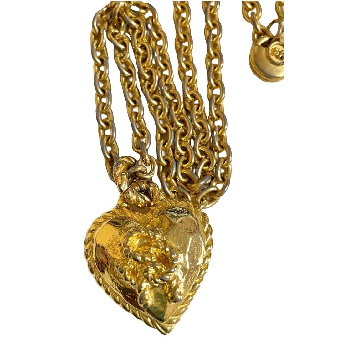 1990s Vintage SONIA RYKIEL Rope Heart Pendant Chain Necklace — SR