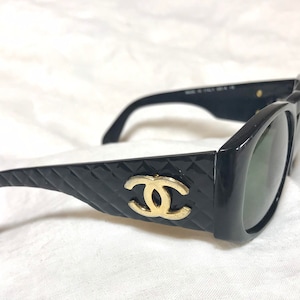 Vintage CHANEL Black Frame Sunglasses With Large CC Motifs and 