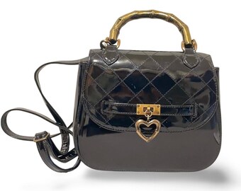 Vintage MOSCHINO Black Suede and Colorful Jigsaw Puzzle Applique