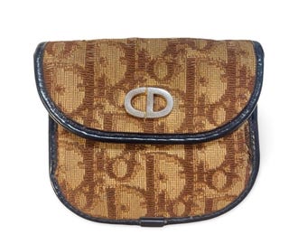 Vintage Christian Dior 1980s Brown Monogram Coin Case | CD Metal Logo | Classic Dior Accessory | 071118ac5