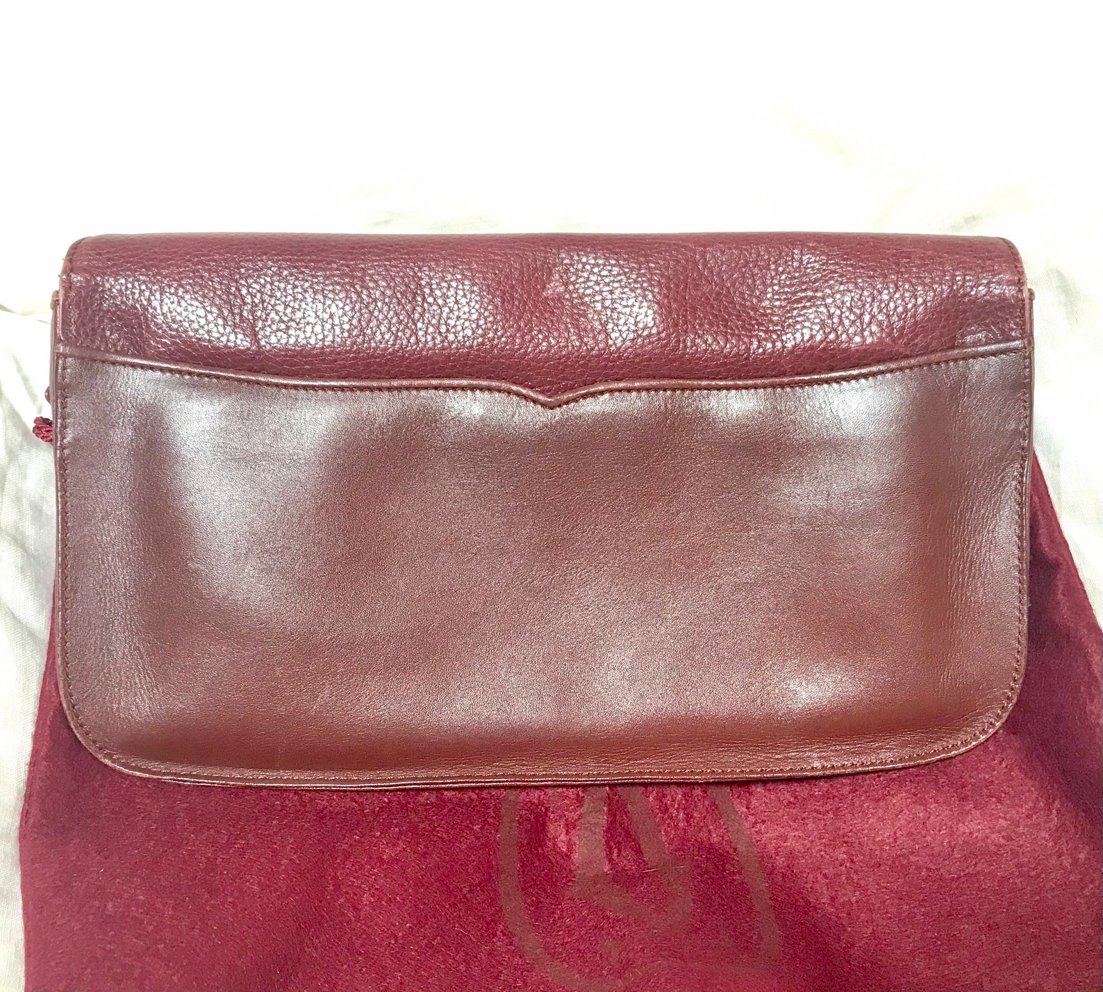 Vintage Cartier wine leather clutch bag with gold tone logo Etsy France