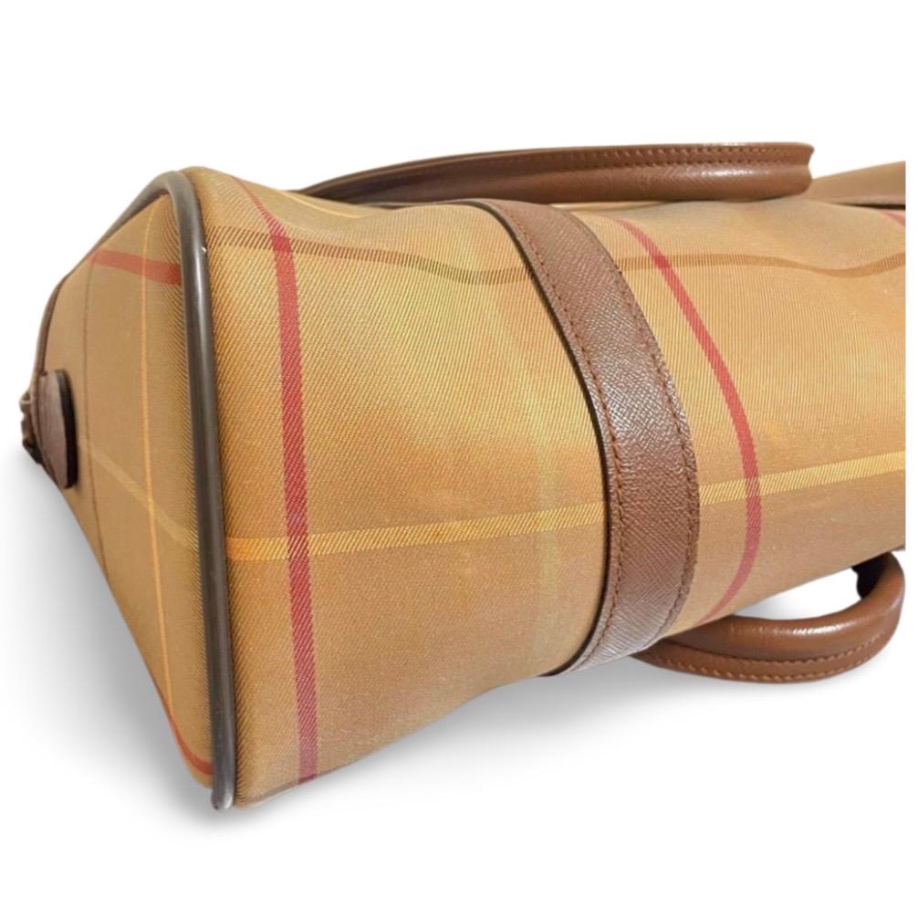 1980s Vintage Burberry Khaki Nova Check Speedy Bag | Brown Leather