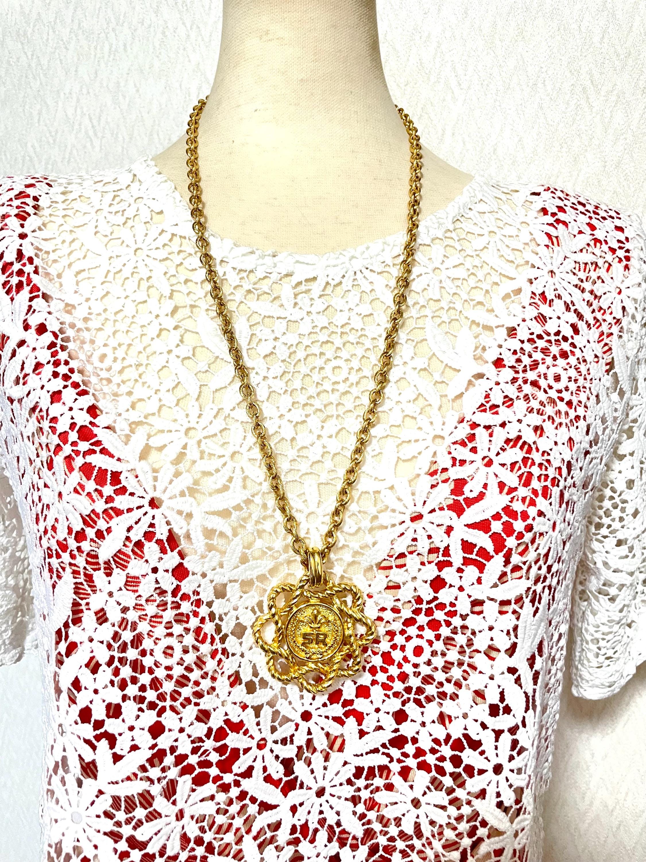アクセサリー VINTAGE SONIA RYKIEL GOLD CHAIN NECKLASS Vintage Sonia Rykiel Golden Chain Necklace With Large Logo