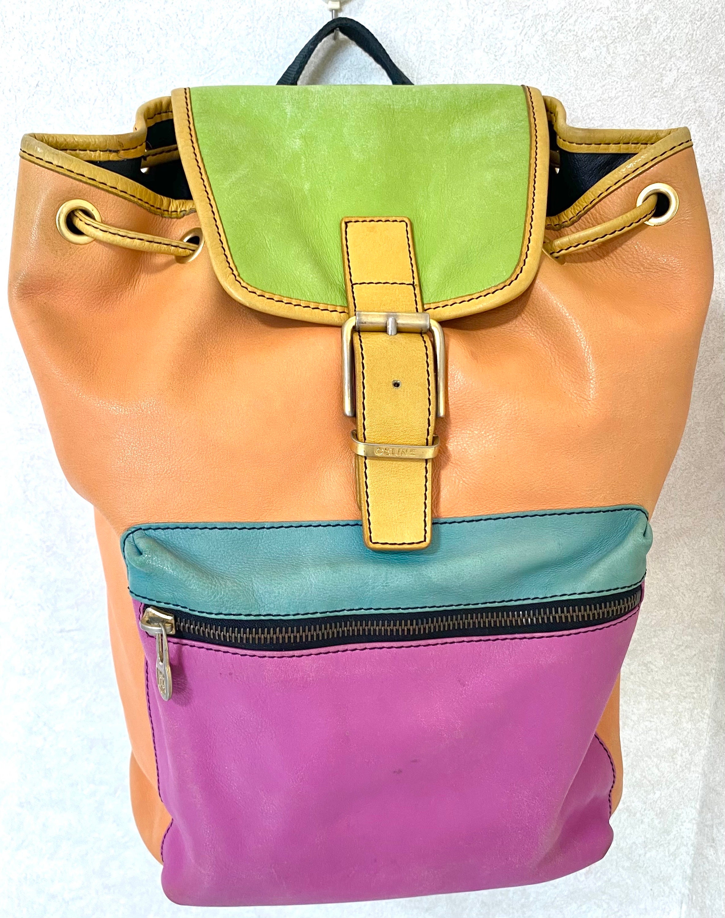 Vintage Celine Genuine Leather Backpack in Colorful 