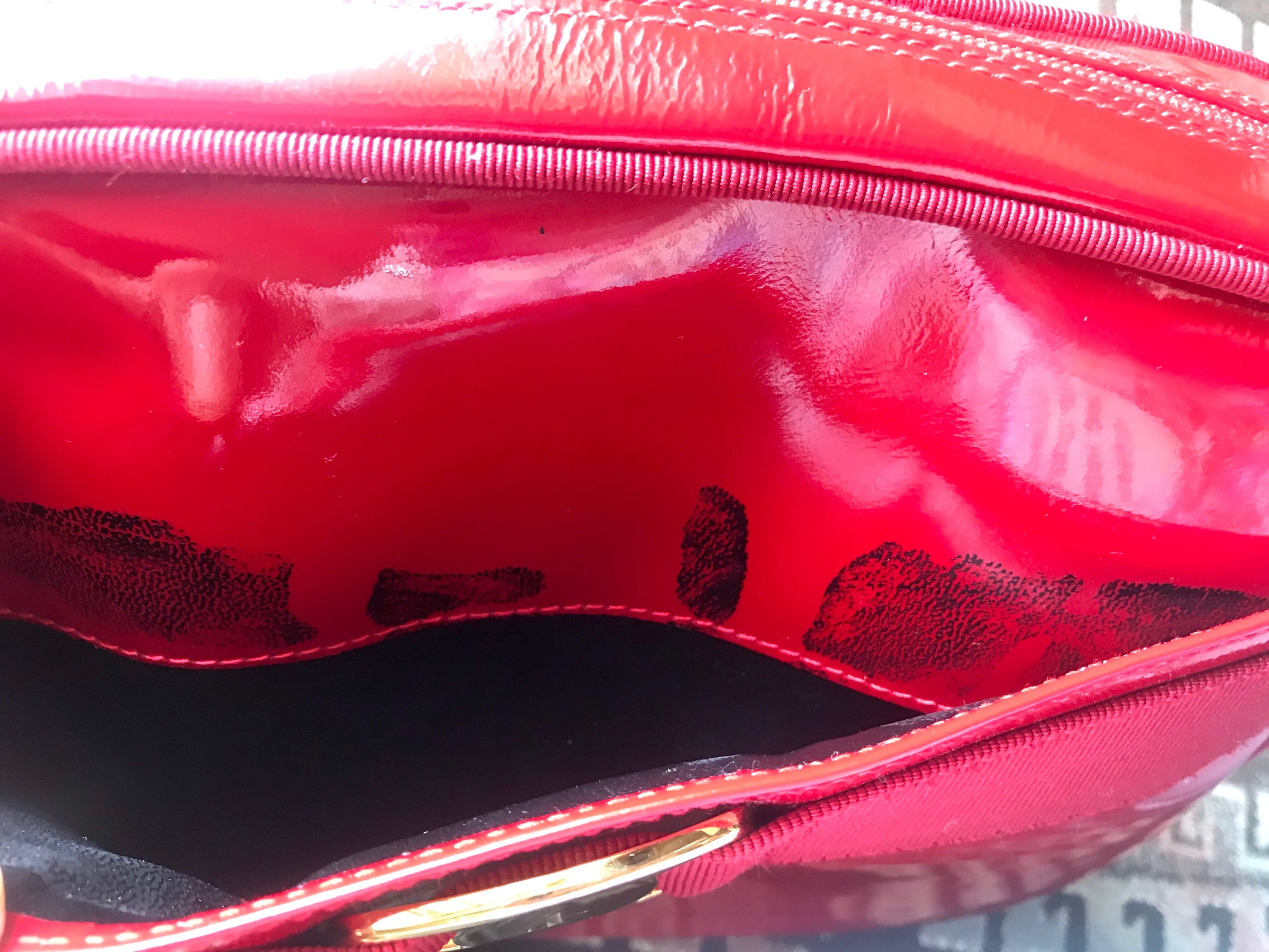 1990s Vintage Salvatore Ferragamo Vara Lipstick Red Patent 