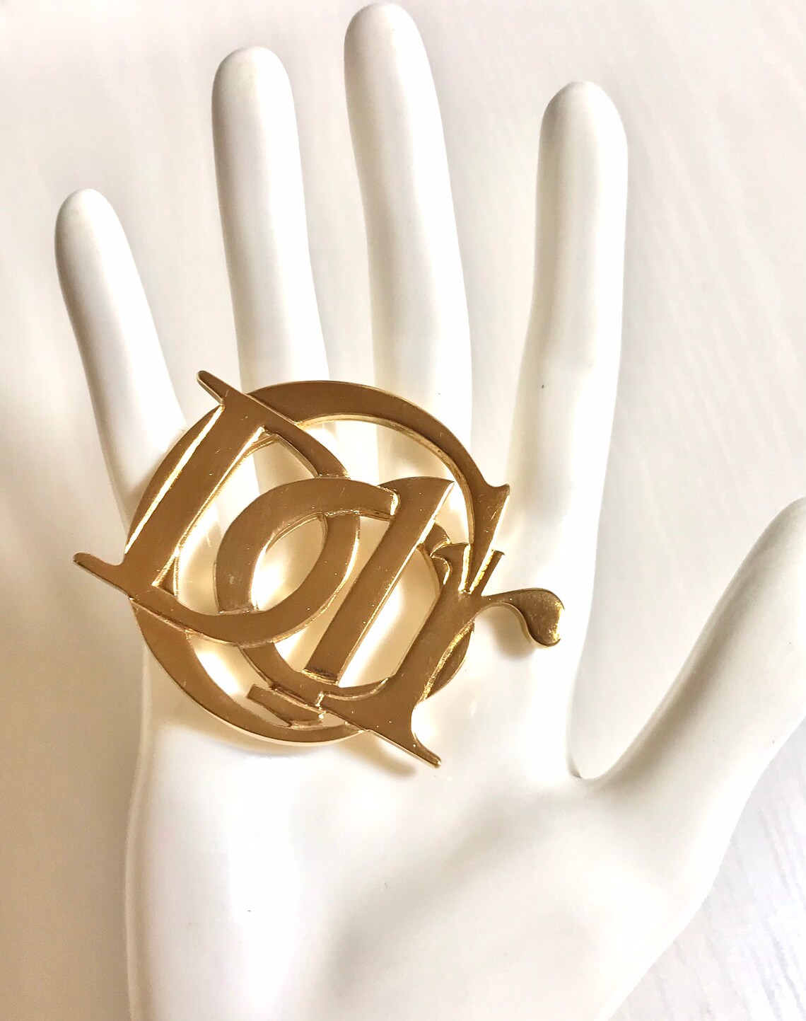 Vintage Christian Dior golden pin brooch. Can be used for Etsy