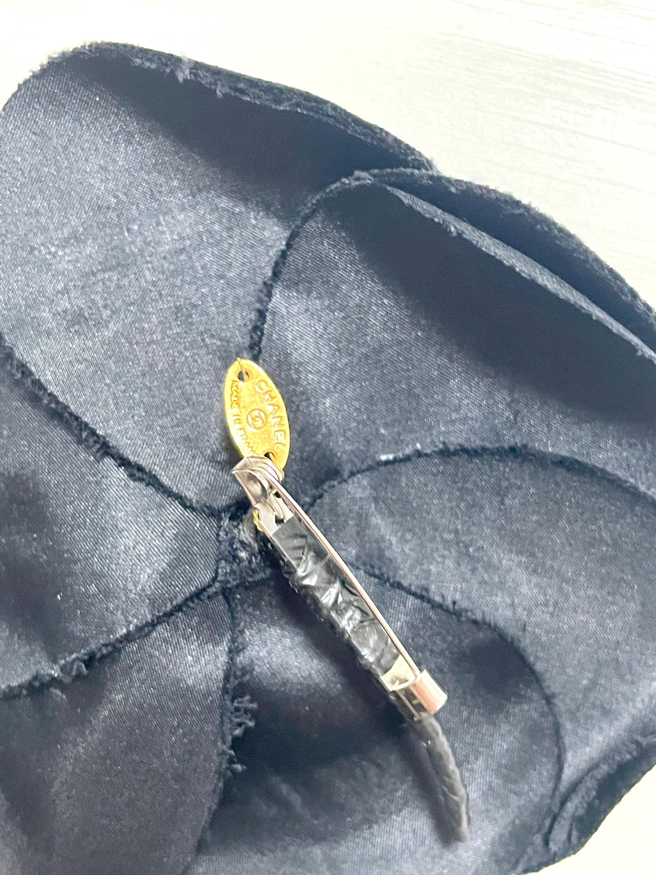 Vintage CHANEL Black Velvet Camellia Brooch | Iconic Flower Pin