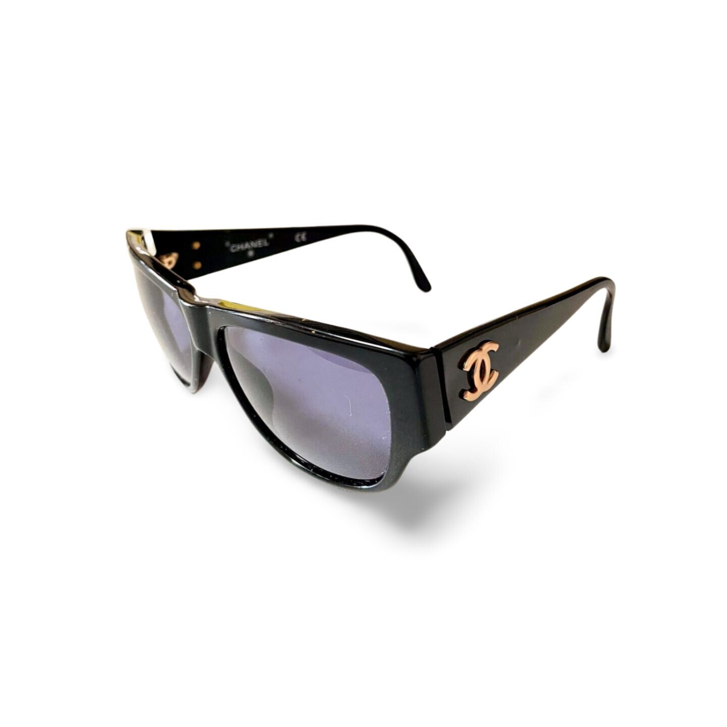 Chanel sunglasses black and gold online