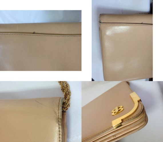 Vintage Bally nude beige leather chain shoulder b… - image 3