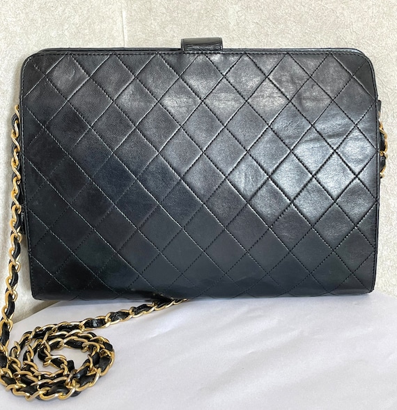 Vintage CHANEL Black Leather “diary Book” 2.55 Flap Shoulder Bag