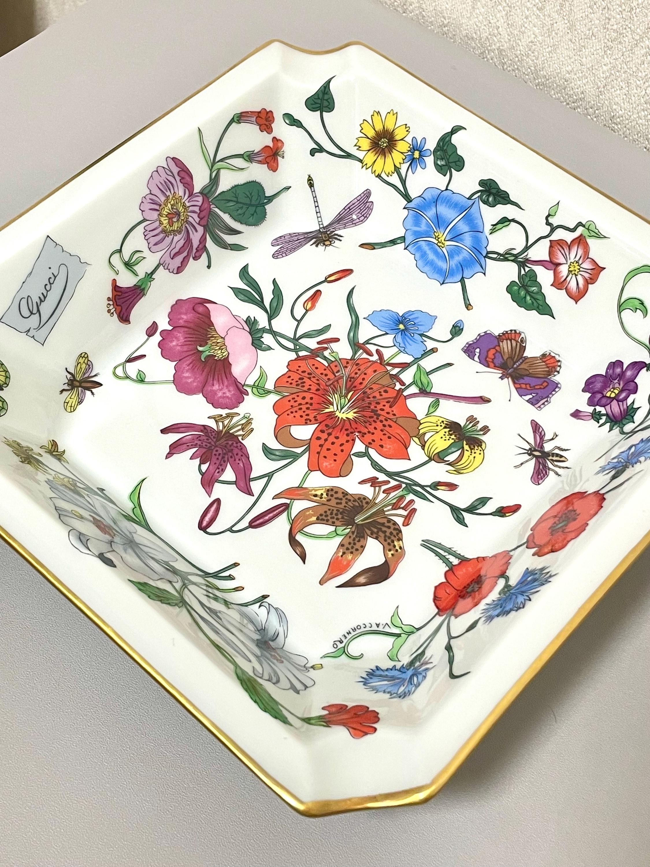 1980s Vintage GUCCI × Bernardaud Limoges Ceramic Floral Plate