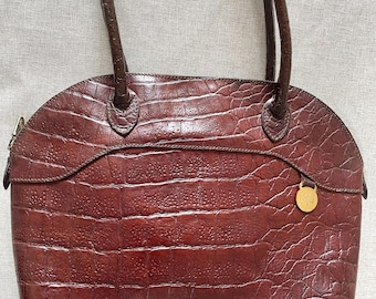 美品★Mulberry★ショルダーバッグ★クロコダイル 型押し★バケツ型★英国製 Vintage Mulberry Brown Croc-embossed Leather Tote | Bolide