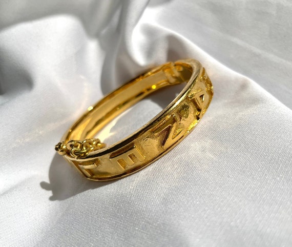 W5 Vintage Chanel golden bangle with logo marks a… - image 2