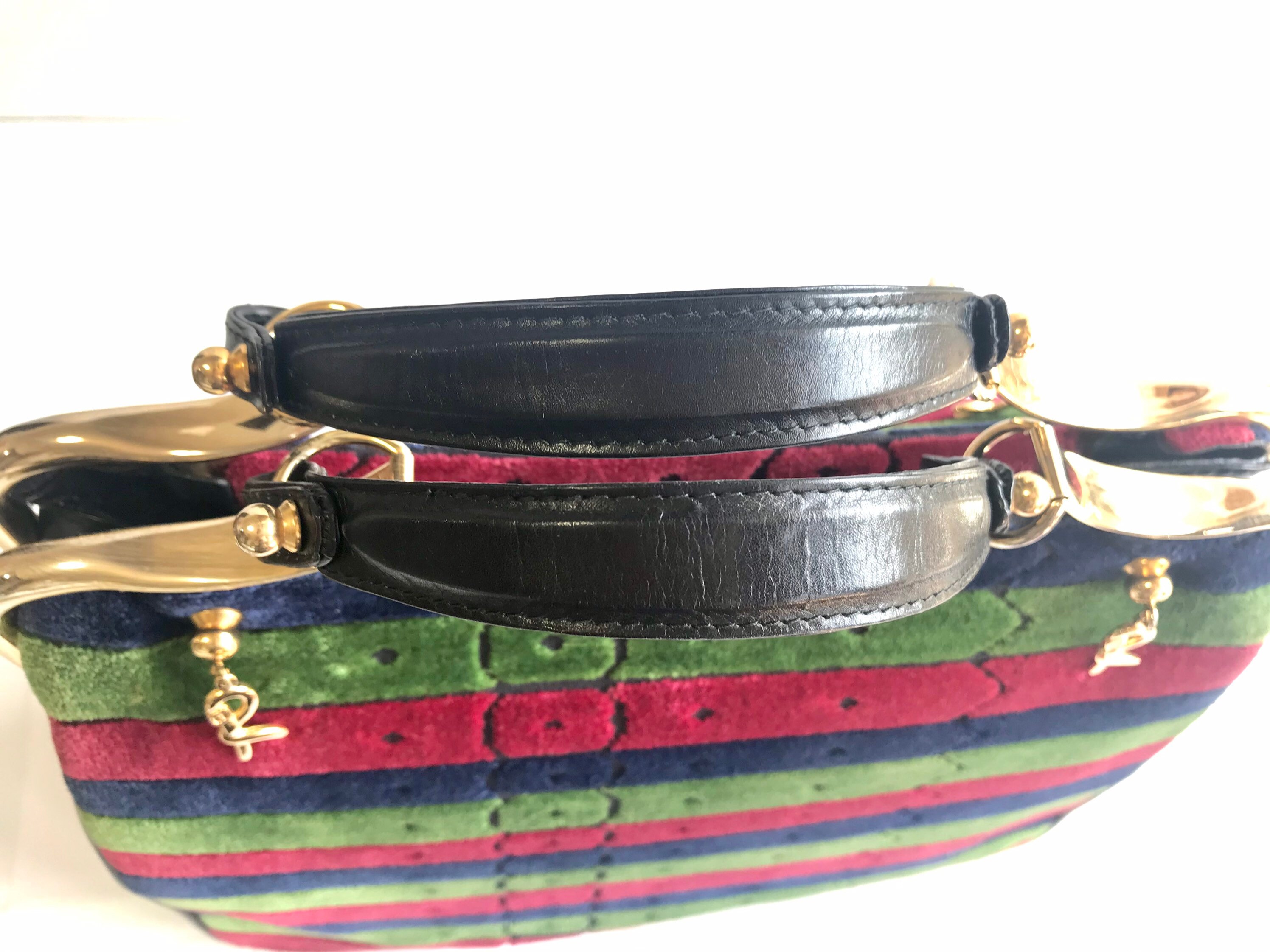 Vintage Roberta Di Camerino Black Leather Handbag With