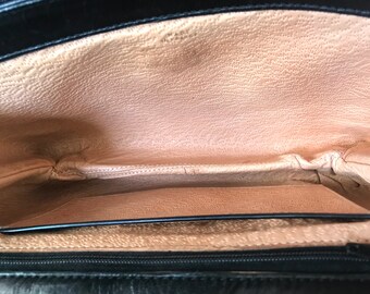 Vintage Lanvin Black Leather Shoulder Bag With Logo Motif