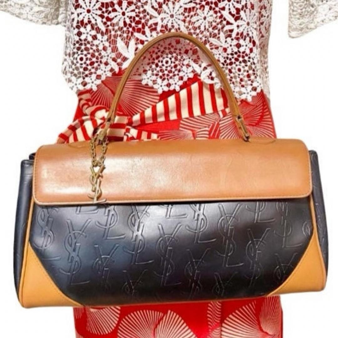 n*w様 Yves Saint Laurent ゴールドレザー バッグ Yves Saint Laurent Gold Chevron Quilted Textured Leather