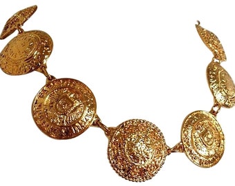 Vintage CHANEL Rare Statement Necklace | Logo-Embossed Coin Motif Charms | 90s Iconic Jewelry | 060716ac1