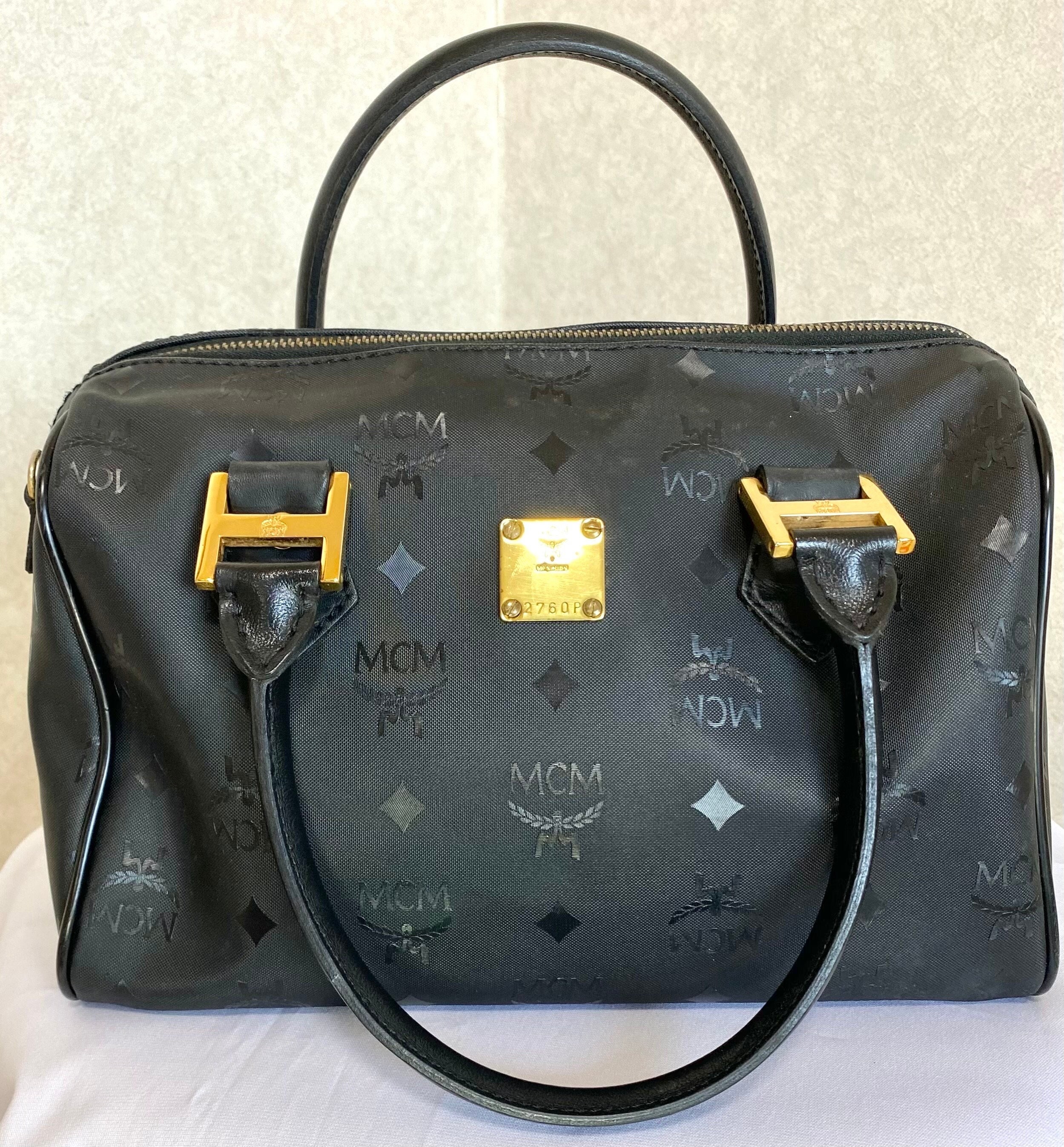 MCM vintage 90s black monogram handbag / Boston speedy bag