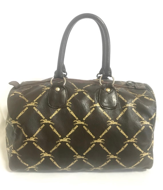 80 s Vintage Longchamp Classic Dark Brown Nappa Leather Mini