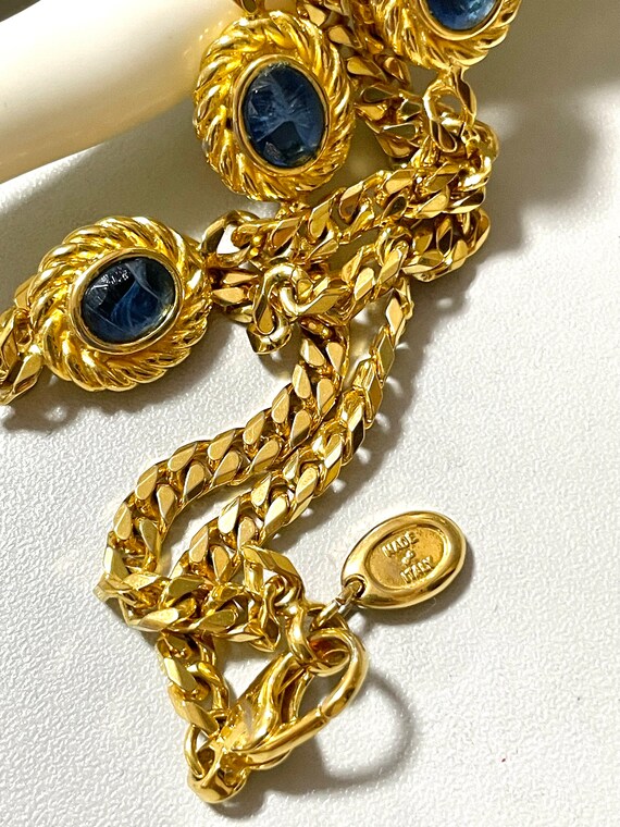 Vintage Celine gold chain long necklace with trio… - image 7