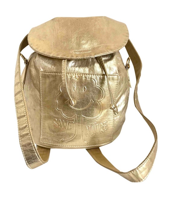 Vintage MOSCHINO champagne gold leather backpack,… - image 1