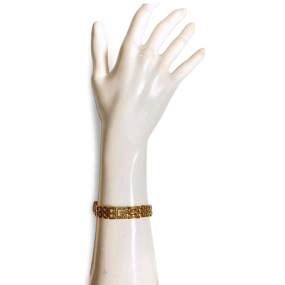 MINT Vintage Givenchy Golden Flat Chain Bracelet With Rhinestone