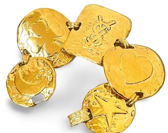 イヴ・サンローランのヴィンテージブルーハートチャームブレスレット