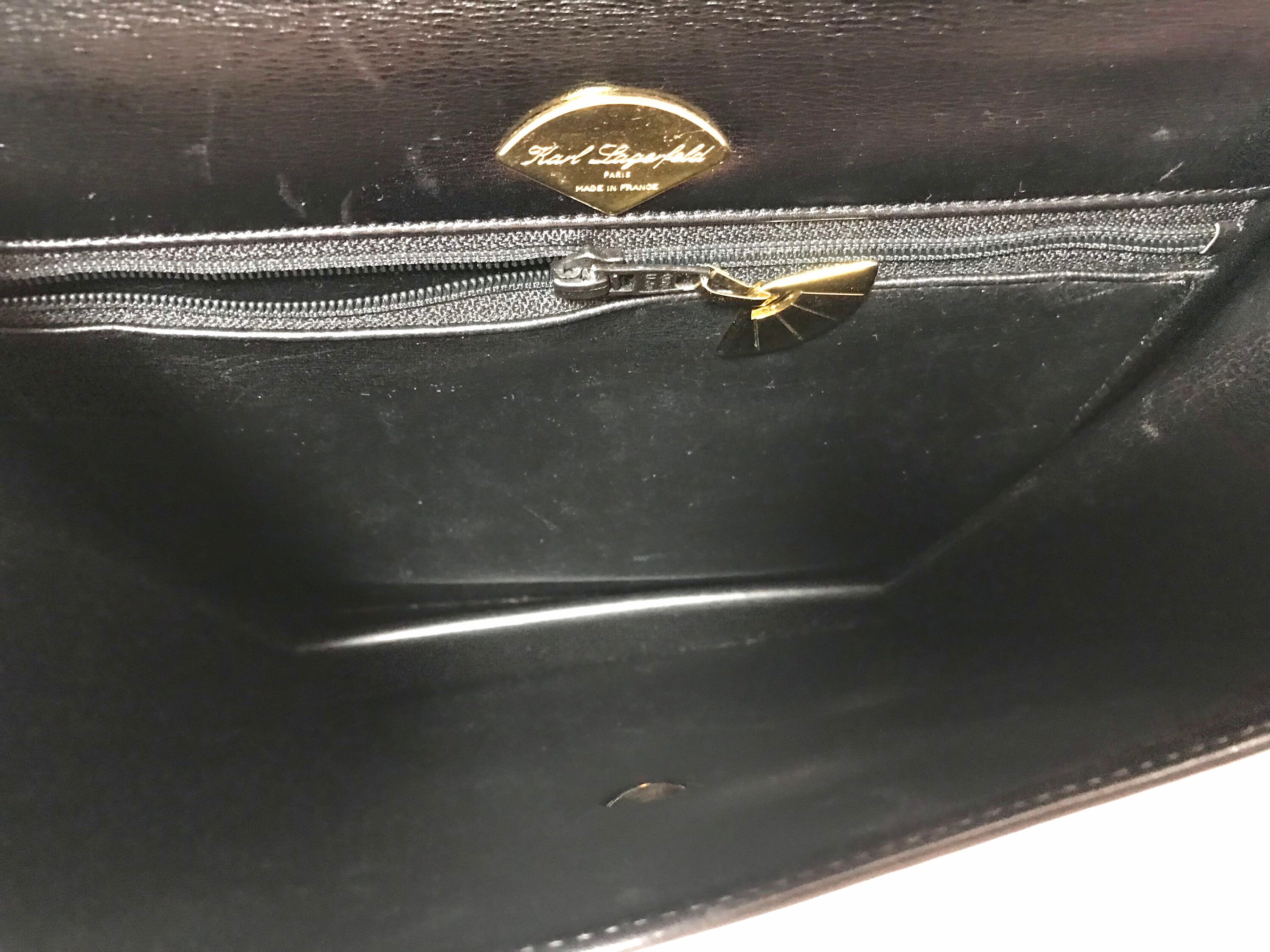 Genuine Vintage KARL LAGERFELD Black Leather Shoulder Bag -  Israel