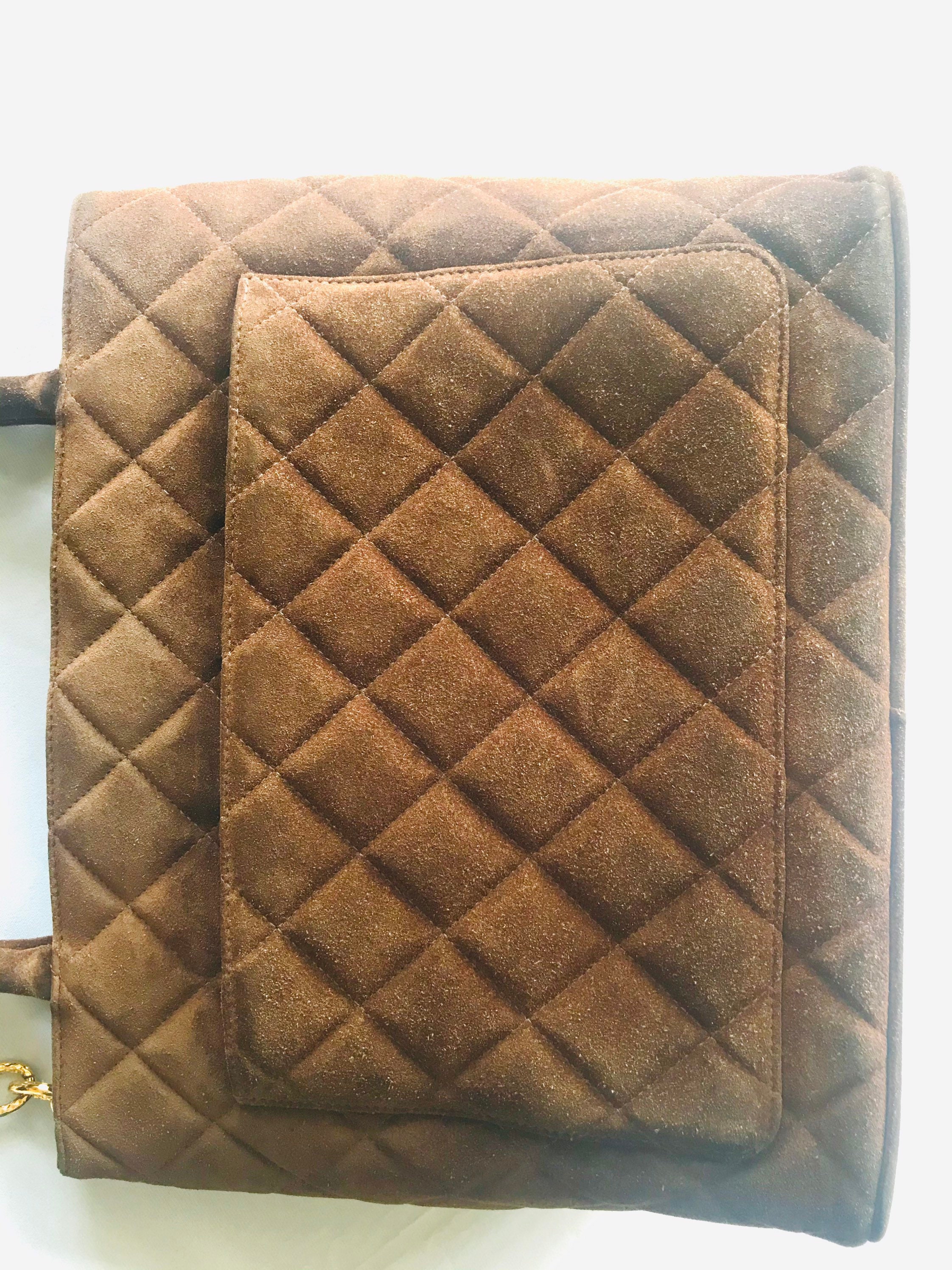 CHANEL Chanel Vinyl Suede Tote Bag Patchwork Logo Ladies Authentic Brown  Ladies
