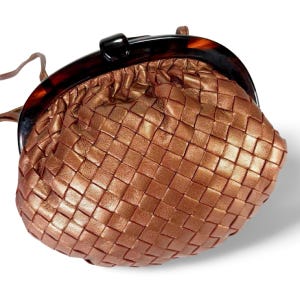 Vintage Bottega Veneta bronze intrecciato woven lamb leather purse with strap. Can be a pouch/clutch bag too. 070817k2y