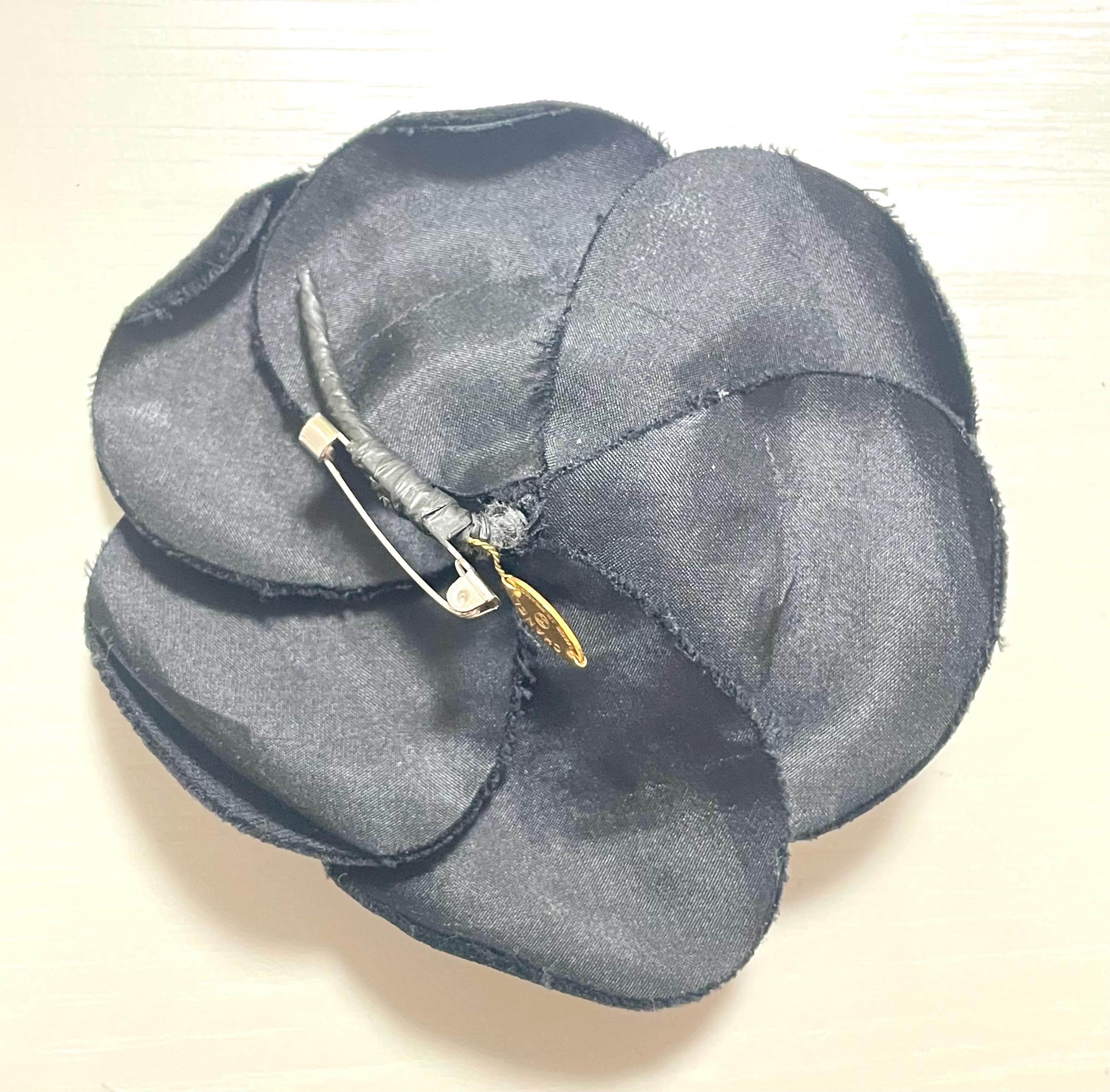 Vintage CHANEL Black Velvet Camellia Brooch | Iconic Flower Pin