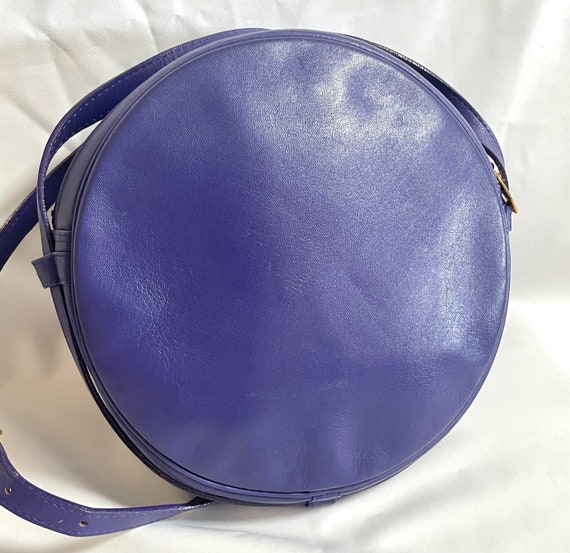 Vintage Yves Saint Laurent purple round bag with … - image 4