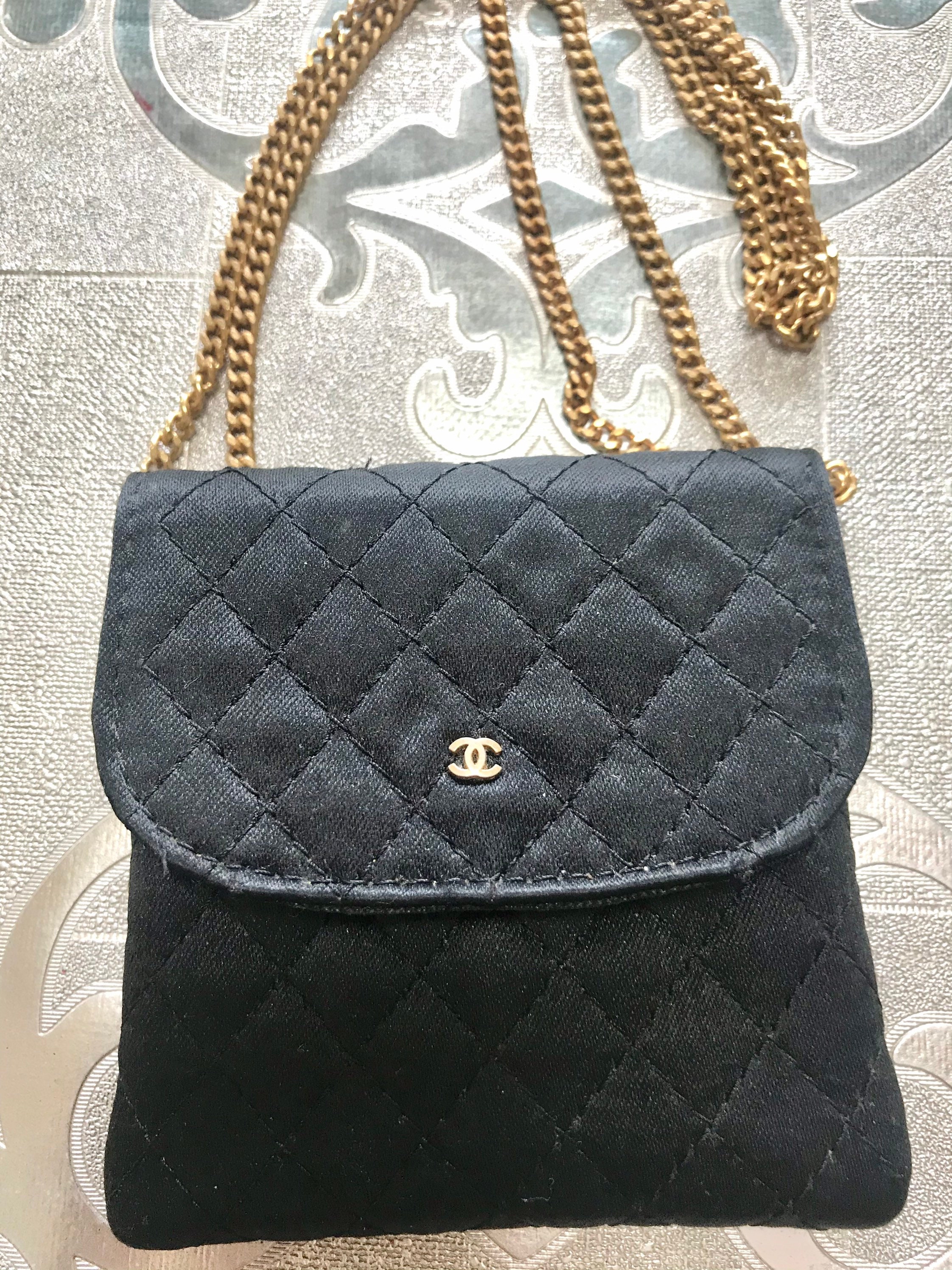 Vintage Chanel black quilted satin fabric mini pouch, coin purse, long –  eNdApPi ***where you can find your favorite designer  vintages..authentic, affordable, and lovable.