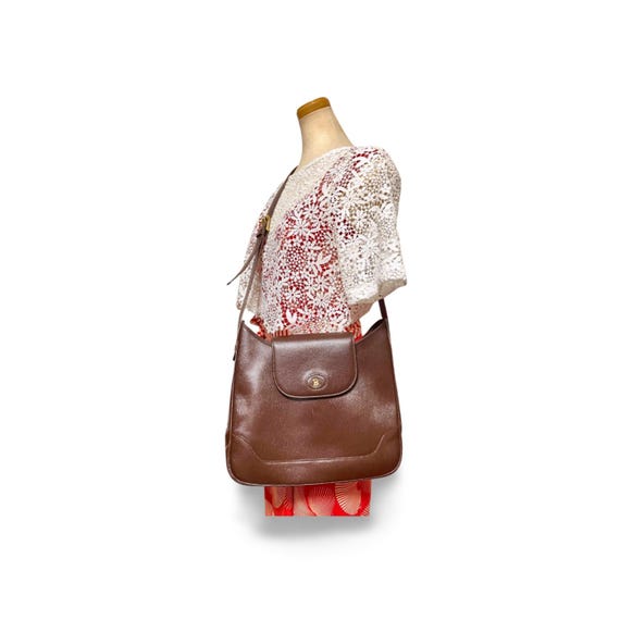 Early 1990s Vintage BALLY Brown Leather Trapezoid Shoulder Bag