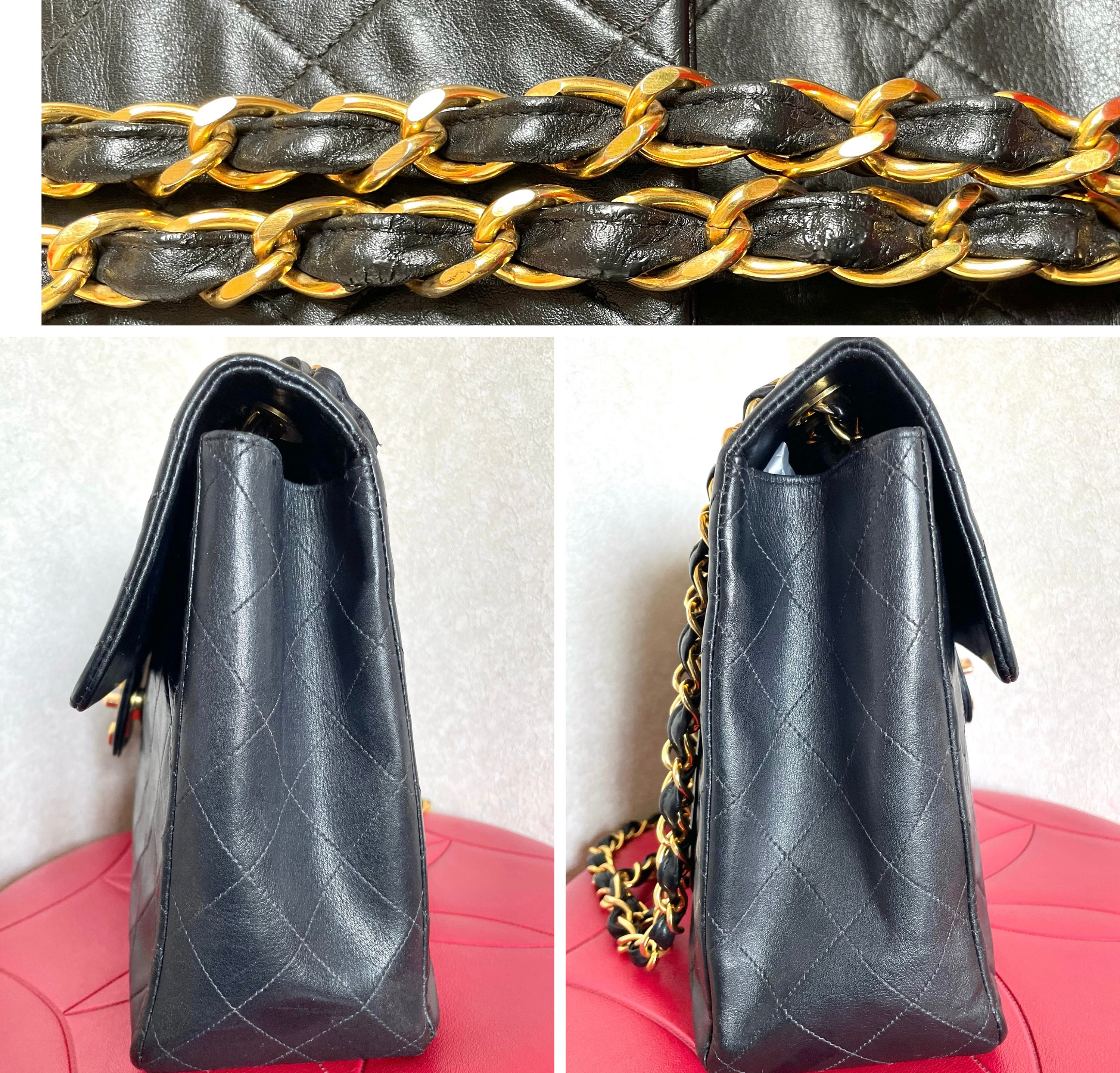 Vintage CHANEL black lamb leather large, jumbo shoulder bag with a big –  eNdApPi ***where you can find your favorite designer  vintages..authentic, affordable, and lovable.
