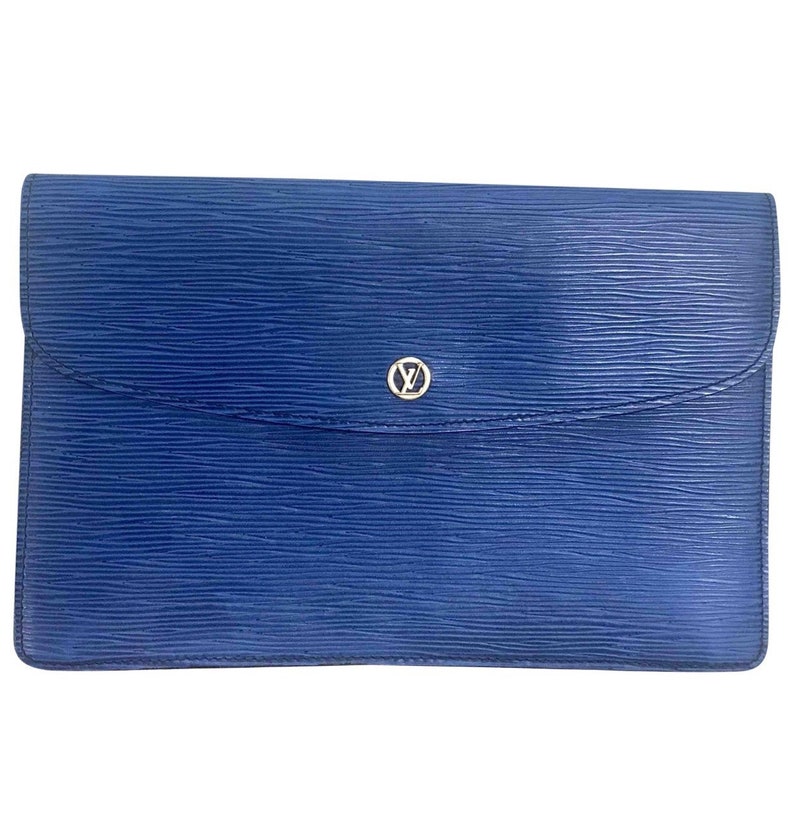 Vintage Louis Vuitton blue epi envelope style clutch bag with | Etsy