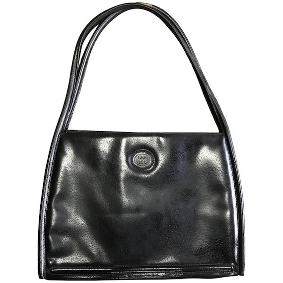 vintage gucci black leather shoulder bag