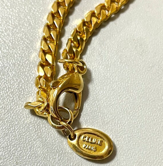 Vintage Celine gold chain long necklace with trio… - image 9