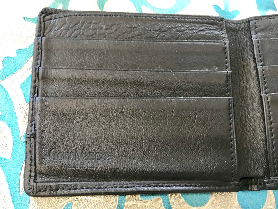 Vintage Gianni Versace Black Leather Wallet With Engraved - Etsy