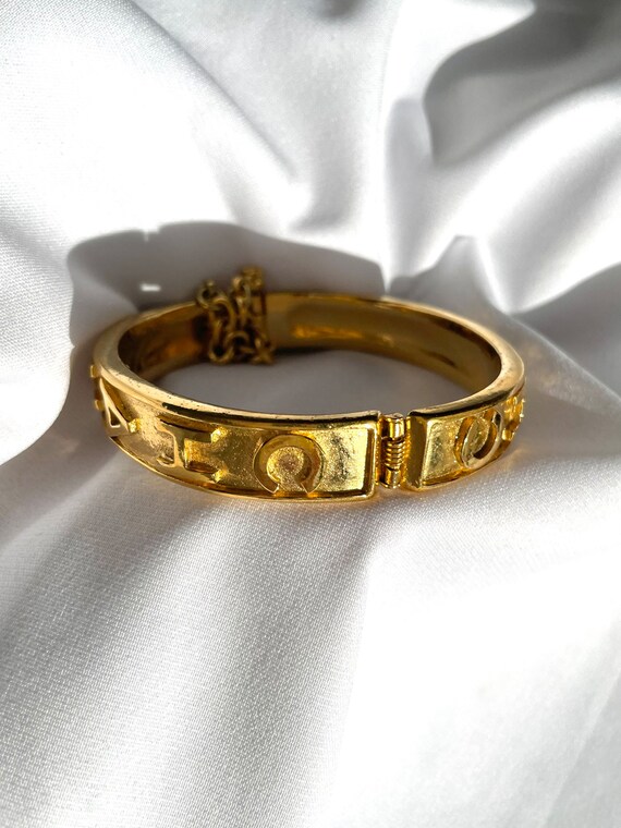 W5 Vintage Chanel golden bangle with logo marks a… - image 4