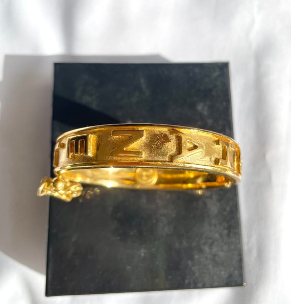 W5 Vintage Chanel golden bangle with logo marks a… - image 5